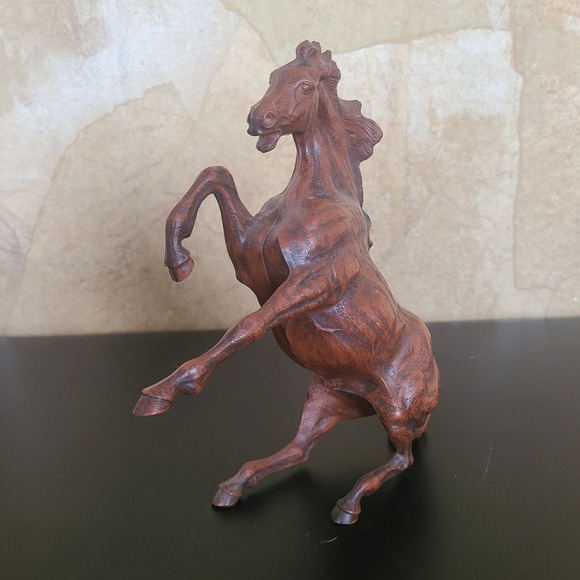 Vintage Hartland Rearing Horse Figurine Faux Wood Grain Brown Equestrian Decor - Picture 2 of 8